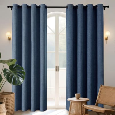 Famanu – Verduisterende gordijnen 233 cm lang - 2 panelen burg - kamerverduisterende gordijnen voor slaapkamer - 100% verduisterende thermische gordijnen met textuur - privacybescherming - set met 2 panelen