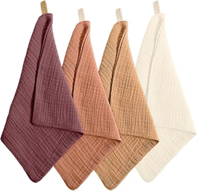 4 Pack Make-up Verwijderdoeken - Zachte, Absorberende Muslin Wasdoeken voor Dagelijkse Huidverzorging, Reusable en Ademend voor Vrouwen tijdens het Reizen