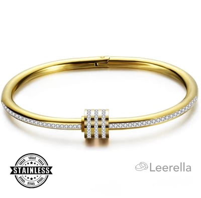 Leerella Schitterende van Bangel Damesarmbanden met Zirkonia in Goudkleur - Perfect Cadeau voor Moederdag, Verjaardag of Valentijnsdag! MDL3