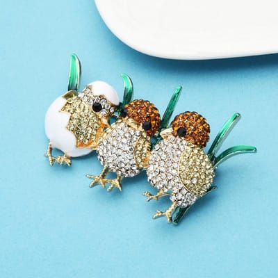 Volledig Sprankelende Strass Kuiken Broche Spelden Emaille Groen Gras Schattige Kleine Vogel Broches Voor Vrouwen En Kind Cadeau blue