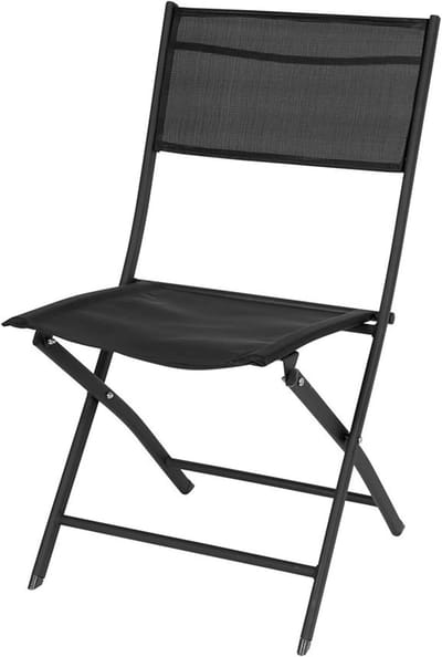 Inklapbare Tuinstoel Zwart - Opvouwbare Balkonstoel van Staal en Textiel - Ideaal voor Camping en Terras
