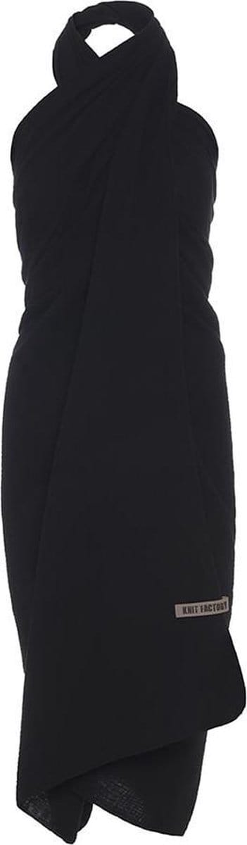 Knit Factory Liv Pareo - XL Sjaal - Sarong - Stranddoek - Strandlaken - Strandjurk voor Dames - Zwart - Duurzaam & Milieuvriendelijk - 100% Biologisch katoen