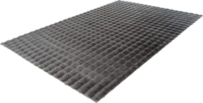 Lalee Harmony - 3d Vloerkleed - Tapijt – Karpet - Hoogpolig - Superzacht - Fluffy - Shiny- 3d blokjes- rabbit- 80x150 cm grafiet antraciet