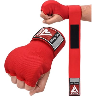 RDX Sports IS2 - Inner Gloves - Binnenhandschoenen - Katoenen handschoen en halfverband - met Bandage - Kleur: Rood - Maat: S