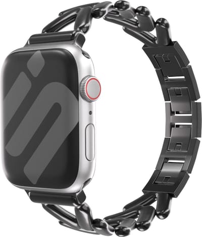 Strap-it Stalen V-type bandje - geschikt voor Apple Watch Series 1/2/3/4/5/6/7/8/9/10/11/SE/SE2/SE3 - Uniek staal/metalen bandje voor iWatch maat: 38 / 40 / 41 / 42mm - zwart