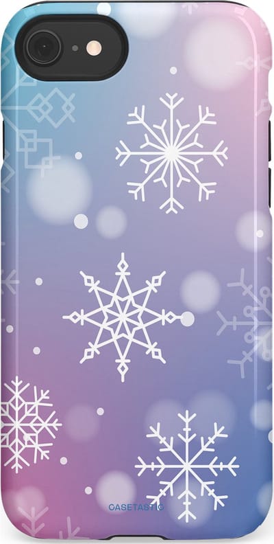 Casetastic hoesje geschikt voor Apple iPhone SE / Apple iPhone 7 / Apple iPhone 8 - Dubbellaagse bescherming - Snowy Winter Gloed - Fashion Case - Lila Lichtgrijs Lichtblauw Lichtroze