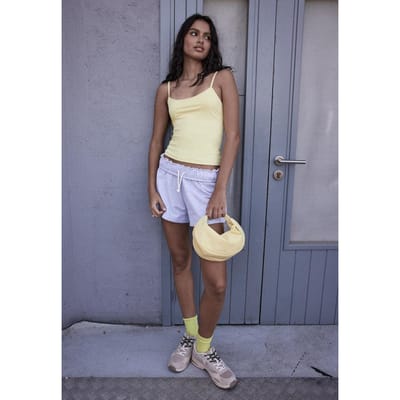 Stradivarius Sweatstof short met omgeslagen tailleband  Grijs melange XS