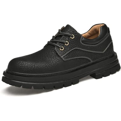Herenschoenen Herfst Nieuw Echt Leer Vrije Tijd Cargo Board Schoenen Britse Stijl Retro Lage Top 45 zwart
