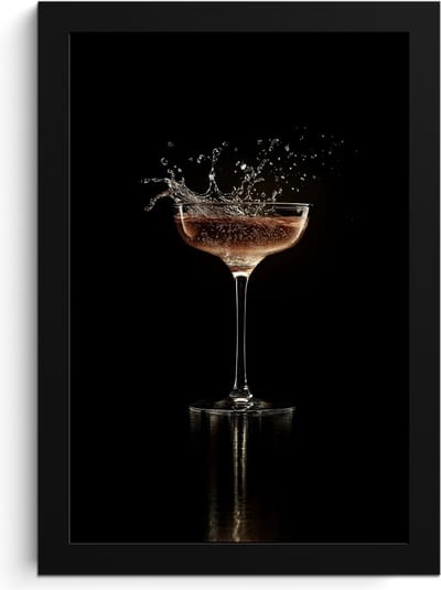 Fotolijst inclusief poster - Posterlijst 20x30 cm - Posters - Cocktail - Zwart - Spetters - Glas - Foto in lijst - Keuken decoratie muur - Wanddecoratie accessoires - Muurdecoratie - Schilderijen