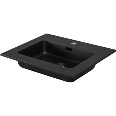 Aquazuro Waskom Badkamer Napoli - Polybeton - Vierkant - Mat Zwart - 48cm