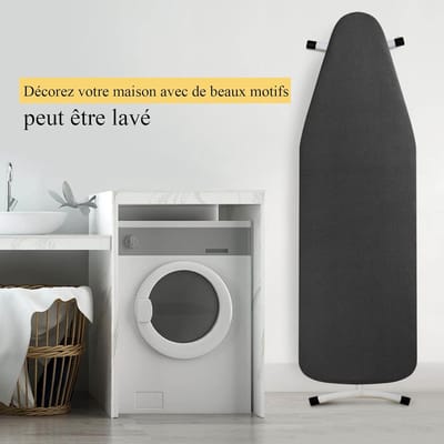 Strijkplankhoes Extra Groot - Strijkplank Textiel - Efficiënt Strijken - Ademende Katoen Vulling - 148 x 55 cm - Zwart
