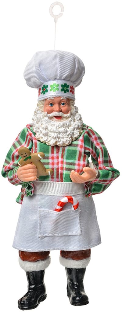 Clayre & Eef Kersthanger Kerstman 17 cm Wit Textiel