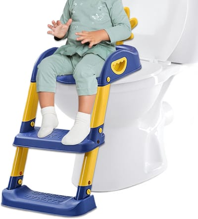 Peuter Toiletbril - Zindelijkheidstrainer - Zelfstandig Zindelijk - Inklapbaar Met Trapje - 6 Maanden Tot 10 Jaar - Blauw