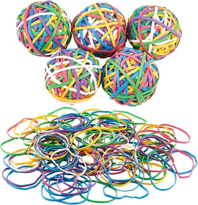 5 Sets van 600 Kleurrijke Rubber Banden Ballen - Elastische Stretch voor Haar, Kunst en Documentenorganisatie - 120 Stuks per Rol