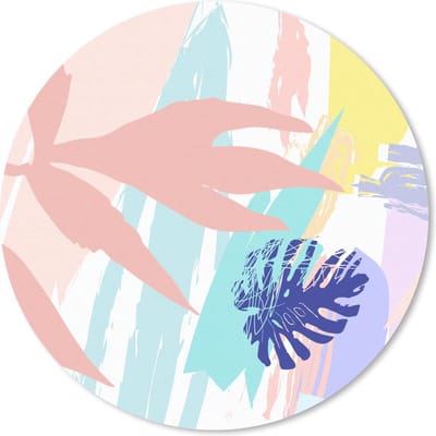 Muismat rond 20x20 cm - Mousepad Zomer - Geel - Strand - Ronde muismatten