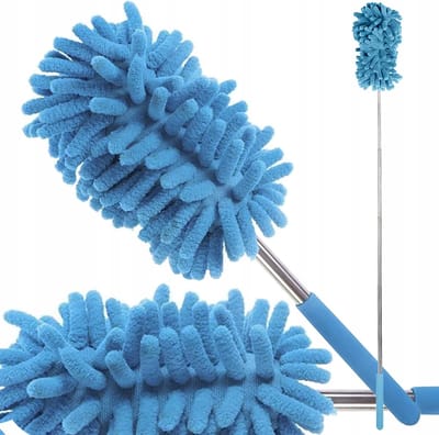 Telescopische Microvezel Plumeau I Uitschuifbare Telescoopsteel I Jaloezie Reiniger I Lamellen Stoffer I Stof Verwijderaar I 25 - 75 CM I Blauw