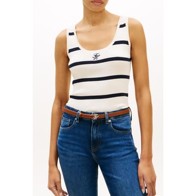 Tommy Hilfiger Co Full Needle Tank Big Calico/dark N Navy Taglia: XS | Canottiere Outlet | Donna | Blu