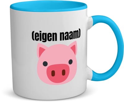 Akyol - varkenskop met eigen naam koffiemok - theemok - blauw - Varken - boeren/varken liefhebbers - iemand die houdt van varkens - verjaardag - cadeau - kado - geschenk - 350 ML inhoud