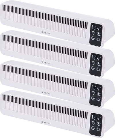 Evolar Radiator Ventilator Draadloos - 4 stuks - 3W - Wit - 5200 mAh accu - met timer en Slimme Modus - Kachelventilator - EVO-RFW03