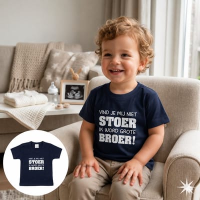 Shirt Stoer Ik word grote broer big brother | korte mouw | donkerblauw | maat 74 zwangerschap aankondiging bekendmaking baby
