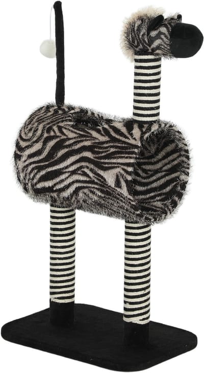 Wishdor - Kattenkrabpaal - pluche - met huisje - 48,5L x 35B x 93H cm Black