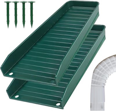 Regenpijp spatblok - Waterafleider tuindecoratie - Voorkom bodemerosie - Zonbestendig PP materiaal - 2-pack - Groen