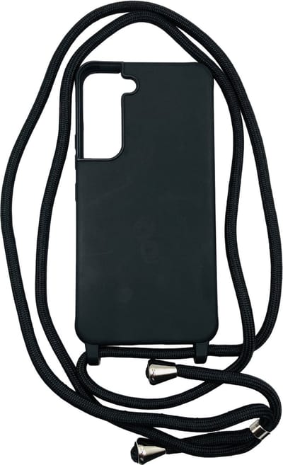 Siliconen Backcover hoesje met Koord - Geschikt voor Samsung Galaxy S22 - TPU/Siliconen - Koord - Zwart