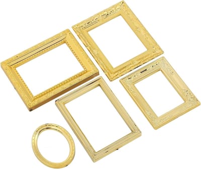 Vintage Gouden Miniatuur Fotolijst voor Poppenhuis met Spiegel, Perfect voor Decoratie en Accessoires
