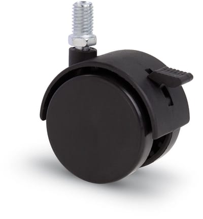 Meubelwiel met kap 40mm Nylon dubbel hard bout M8 geremd