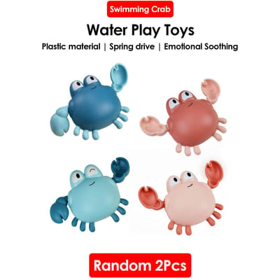 1 Stuks Cartoon Krab Badspeeltjes Voor Kinderen Zwembad Water Speelspel Ketting Opwindbaar Baby Speelgoed blue