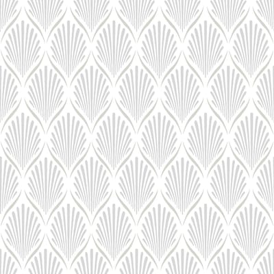 Duro Vliesbehang 681-01 - Blommor & Blad - Art Deco Wit - 53cm x 10.05m