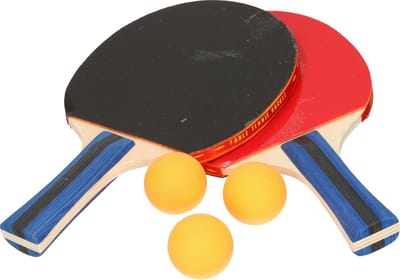 Tafeltennis setje - 2 bats en 3 ballen - hout/kunststof - 26 x 15 cm - pingpong