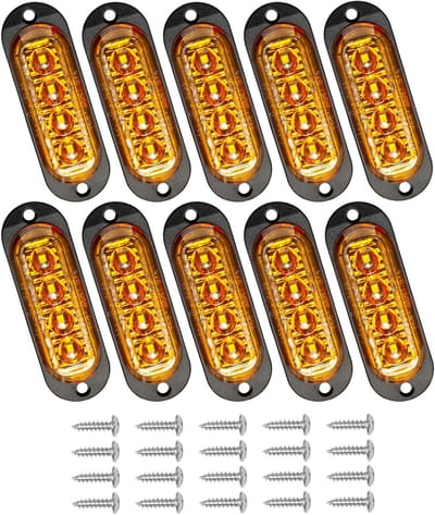 10 x Limit Lights, Zijmarkeringslichten met 4 Lampen, 86 mm, 12/24 V, Waterdicht, Universele Verlichting voor Truck, Auto, Caravan en RV, Perfect als Contourverlichting