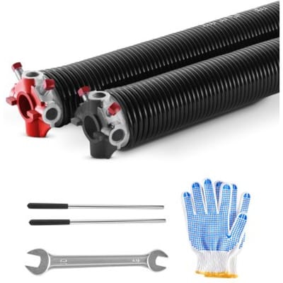 VEVOR Garagedeur Torsieveren (Φ 5,54 x Φ 50,8 x 668 mm) 16.000 cycli, zwart gecoat voor vervanging, garagedeurveren met antislip wikkelstangen, handschoenen en installatiesleutel