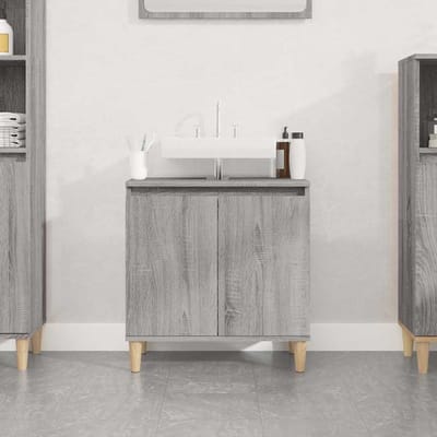 vidaXL - Wastafelkast - 58x33x60 - cm - bewerkt - hout - grijs - sonoma - eikenkleurig