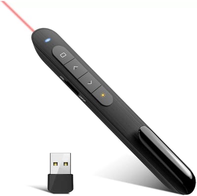 longziming -2-in-1 Draadloze Presenter USB & Type-C – PowerPoint Presentatie Afstandsbediening met Laserpointer, Hyperlink- & Volumecontrole, 2,4GHz USB Presenter voor Laptop, Universeel Compatibel