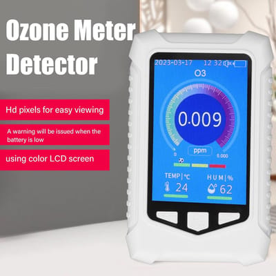 Ozonmeter Detector - Luchtkwaliteit Tester - Luchtkwaliteit Meten - Ingebouwde Ventilator - 0-5 ppm - Wit