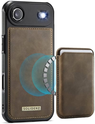Geschikt voor iPhone Air Hoesje met pasjeshouder - Solidenz MagSafe compatibel Wallet Backcover - 3 Kaarten - Schokbestendig - Bruin