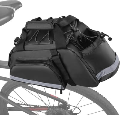 Waterdichte bagagedragertas voor fietsen - Fietskrat 12 liter met reflecterende strepen en afneembare schouderriem