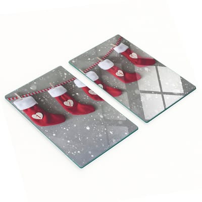 Duurzame en stijlvolle glazen borden met een adventskalenderpatroon, 2x30x52 cm