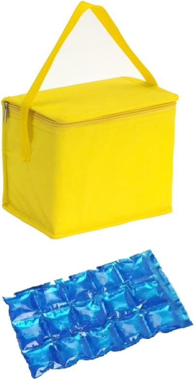 Kleine koeltas voor lunch geel met 2 stuks flexibele koelelementen 4.5 l