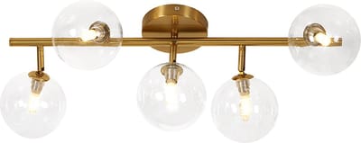 Olucia - REMO - Plafondlamp - Transparant / Messing - Vorm: Rechthoek