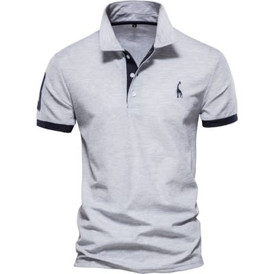 Heren Poloshirt met Borduurwerk van Herten Korte Mouw Judy Mesh Revers T-shirt Plenty M white