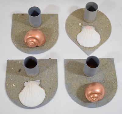 ZoeZo Design - 4 stuks - kandelaar - kaarshouder - assorti - Boho - Ibiza - nautische decoratie - grijs metaal - 9 x 9 cm