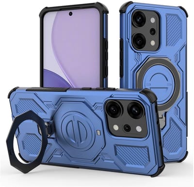 Hoesje geschikt voor Oppo Reno 14 Pro | Compatibel met MagSafe / Qi2 | 360° Draaibare Magnetische Standaard | Back Cover Kickstand Ring | Blauw