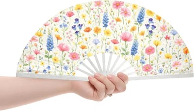 Zijde Waaier - Bloemen Waaier - Feestelijk Accessoire - Opvouwbaar Ontwerp - 33 cm Geopend - Veelkleurig