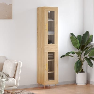 vidaXL - Hoge - kast - 34,5x34x180 - cm - bewerkt - hout - sonoma - eikenkleurig