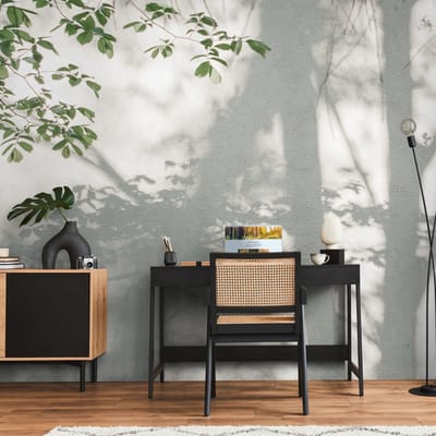 Fotobehang Profhome 399251-GU vliesbehang hardvinyl warmdruk in reliëf glad met bloemmotief mat groen wit 3,71 m x 2,8 m