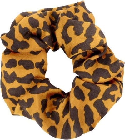 Haarsoires Haarelastiek Scrunchie – Panterprint – Oranje Bruin - Haarkrinkel - Haar Elastiek met Stof - Zacht & Haarvriendelijk