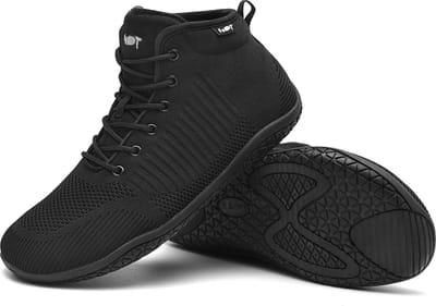 Geweo Hoge Sneakers - Winter Schoenen - Barefoot Schoenen - Sportschoenen Heren Dames - Fleece-voering - Platte Zool - Zwart - Maat 37